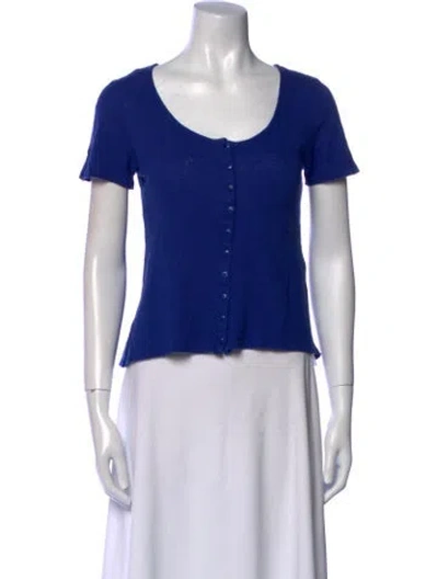 Pre-owned Sézane Scoop Neck Short Sleeve T-shirt In Blue