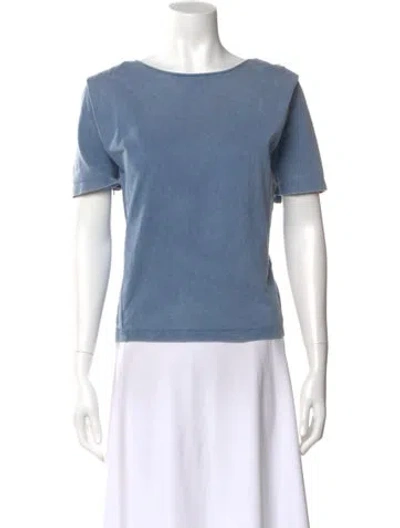 Pre-owned Sézane Scoop Neck Short Sleeve T-shirt In Blue