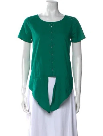 Pre-owned Sézane Scoop Neck Short Sleeve T-shirt In Green