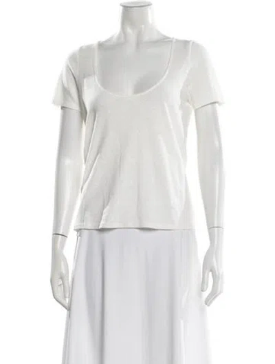 Pre-owned Sézane Scoop Neck Short Sleeve T-shirt In White
