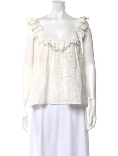 Pre-owned Sézane Scoop Neck Sleeveless Blouse In White