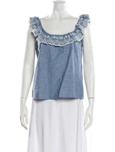 Pre-owned Sézane Scoop Neck Sleeveless Top In Blue