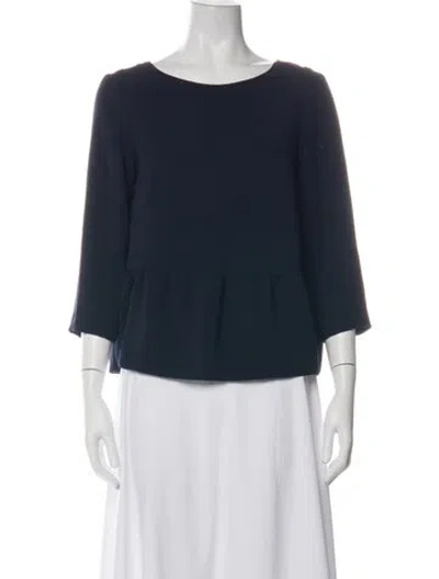 Pre-owned Sézane Scoop Neck Three-quarter Sleeve Top In Blue