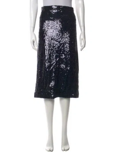 Pre-owned Sézane Sequin Embellishments Midi Length Skirt W/ Tags In Black