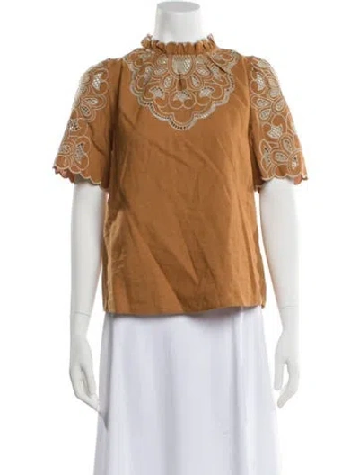 Pre-owned Sézane Short Sleeve Blouse In Brown