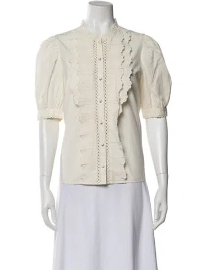 Pre-owned Sézane Short Sleeve Blouse In Neutral