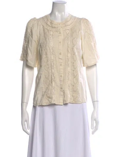 Pre-owned Sézane Short Sleeve Blouse In Neutral