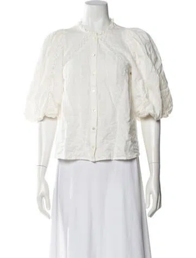 Pre-owned Sézane Short Sleeve Blouse In White