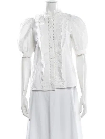 Pre-owned Sézane Short Sleeve Blouse In White
