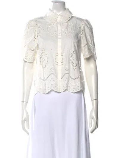 Pre-owned Sézane Short Sleeve Blouse In White