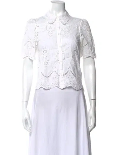 Pre-owned Sézane Short Sleeve Blouse In White