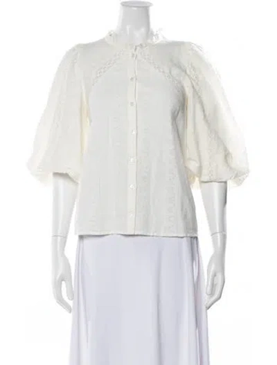 Pre-owned Sézane Short Sleeve Blouse In White