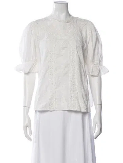 Pre-owned Sézane Short Sleeve Blouse In White
