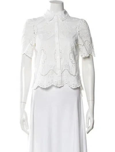 Pre-owned Sézane Short Sleeve Blouse In White