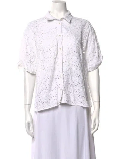 Pre-owned Sézane Short Sleeve Blouse In White
