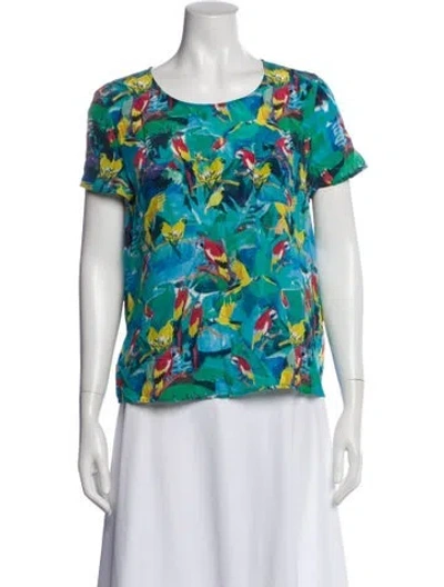 Pre-owned Sézane Silk Animal Print Blouse In Blue