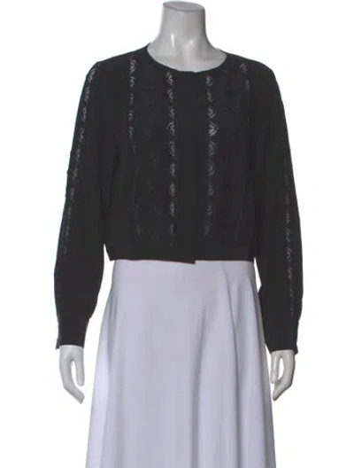 Pre-owned Sézane Silk Crew Neck Blouse In Black
