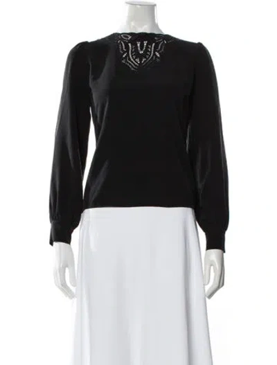 Pre-owned Sézane Silk Crew Neck Blouse In Black