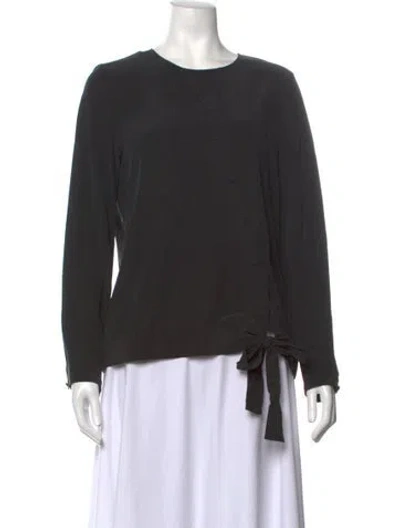 Pre-owned Sézane Silk Crew Neck Blouse In Black