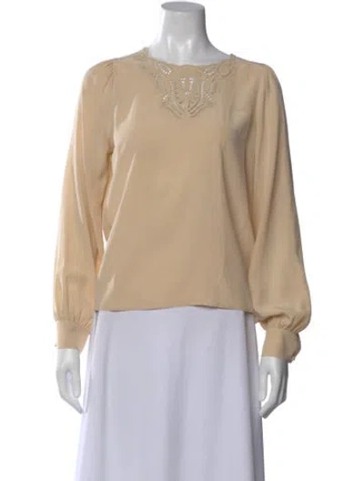 Pre-owned Sézane Silk Crew Neck Blouse In Neutral