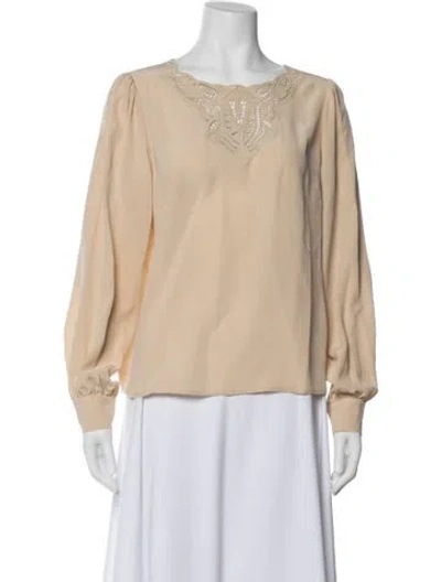 Pre-owned Sézane Silk Crew Neck Blouse In Neutral