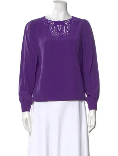 Pre-owned Sézane Silk Crew Neck Blouse In Purple