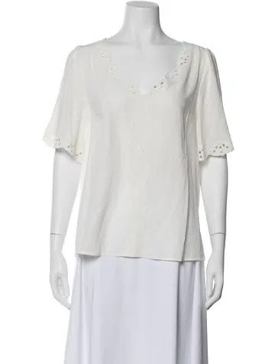 Pre-owned Sézane Silk Crew Neck Blouse In White