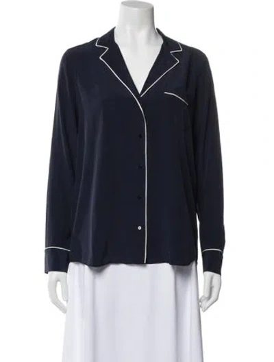 Pre-owned Sézane Silk Embroidered Accent Pajamas In Blue