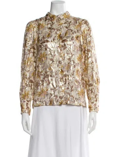 Pre-owned Sézane Silk Floral Print Blouse In Multi
