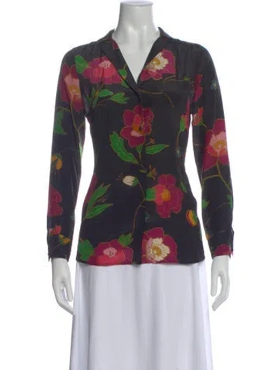 Pre-owned Sézane Silk Floral Print Blouse In Multi