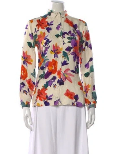 Pre-owned Sézane Silk Floral Print Blouse In Multi
