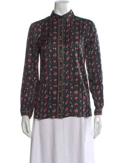 Pre-owned Sézane Silk Floral Print Blouse In Multi