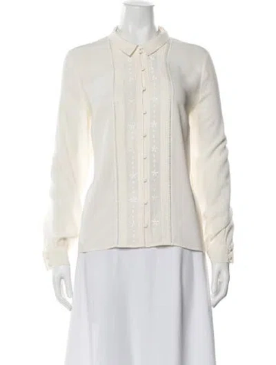 Pre-owned Sézane Silk Floral Print Blouse In Neutrals