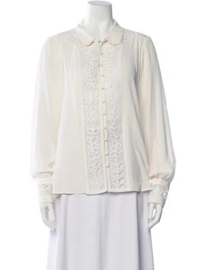 Pre-owned Sézane Silk Floral Print Blouse In Neutrals