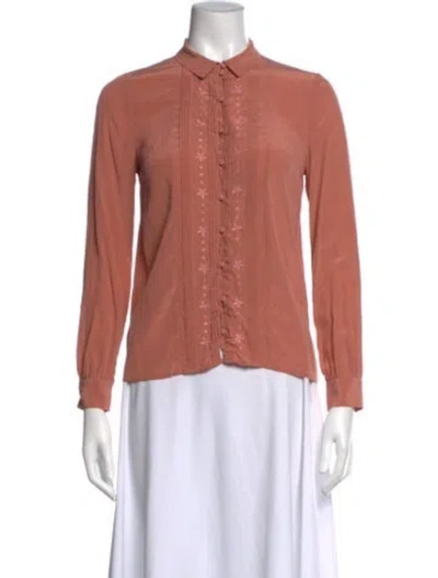 Pre-owned Sézane Silk Floral Print Blouse In Pink