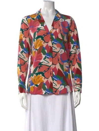 Pre-owned Sézane Silk Floral Print Blouse In Pink