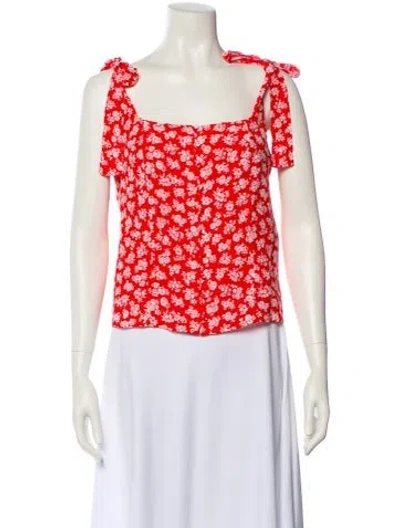 Pre-owned Sézane Silk Floral Print Crop Top W/ Tags In Red