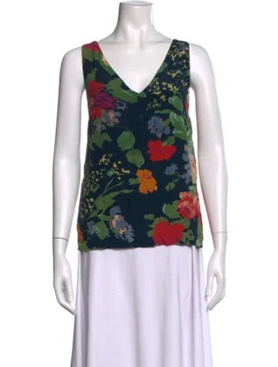 Pre-owned Sézane Silk Floral Print Top In Multicolor