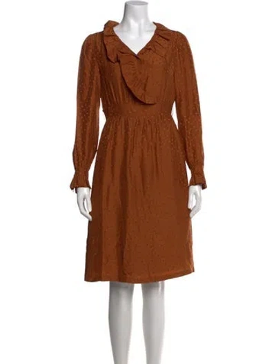Pre-owned Sézane Silk Knee-length Dress In Brown