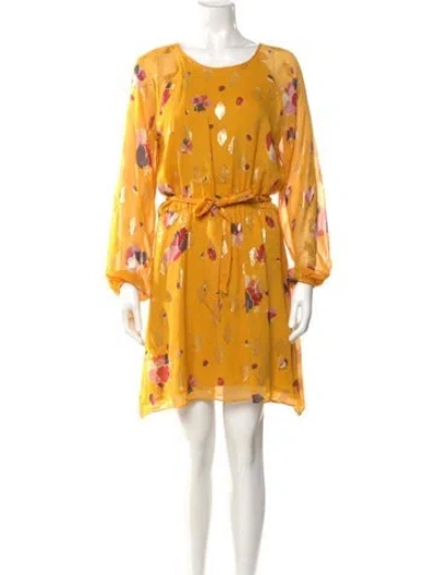 Pre-owned Sézane Silk Knee-length Dress In Yellow