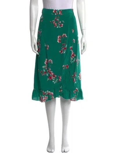 Pre-owned Sézane Silk Knee-length Skirt In Green