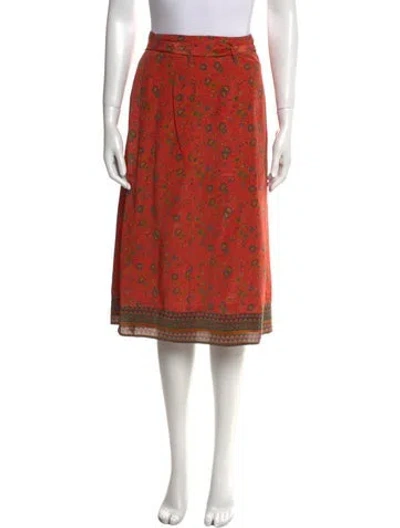 Pre-owned Sézane Silk Knee-length Skirt In Orange