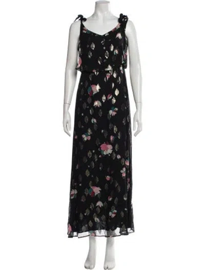 Pre-owned Sézane Silk Long Dress In Black