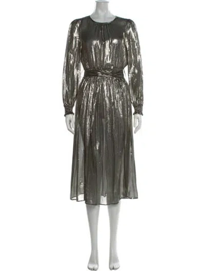 Pre-owned Sézane Silk Long Dress In Gold/metallic