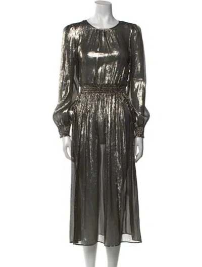 Pre-owned Sézane Silk Long Dress In Silver