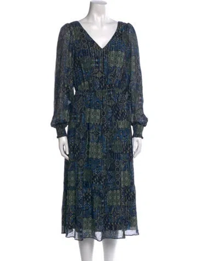 Pre-owned Sézane Silk Long Dress W/ Tags In Blue