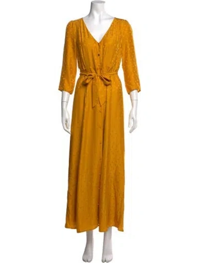 Pre-owned Sézane Silk Long Dress In Yellow