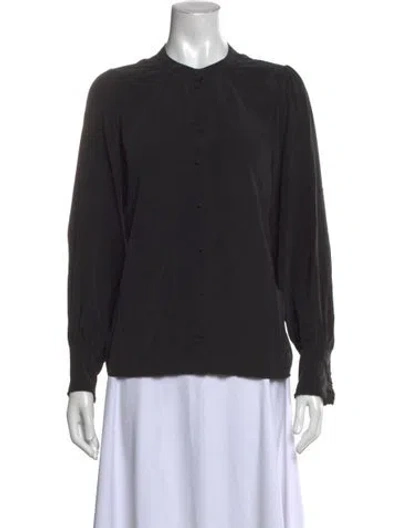 Pre-owned Sézane Silk Long Sleeve Blouse In Black