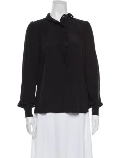 Pre-owned Sézane Silk Long Sleeve Blouse In Black
