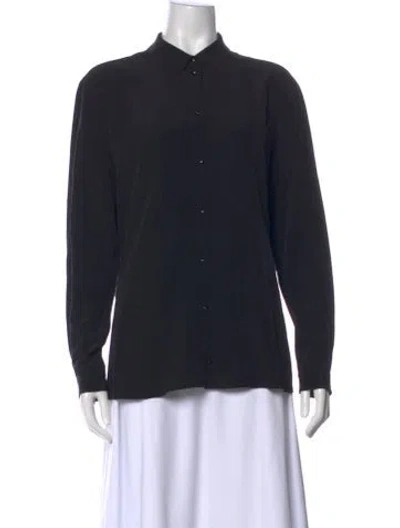 Pre-owned Sézane Silk Long Sleeve Blouse In Blue